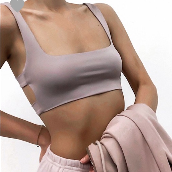 Mauve purple caged slinky knit bra Top! - Picture 4 of 5